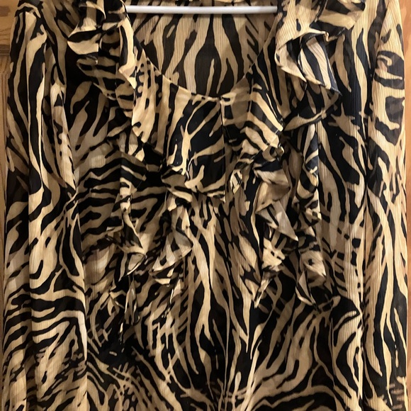 EUC ANNE KLEIN RUFFLED BLOUSE ELASTIC SLEEVES - Picture 10 of 12